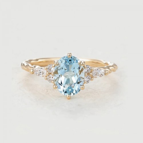 Aquamarine & Diamond Engagement Ring SS0329
