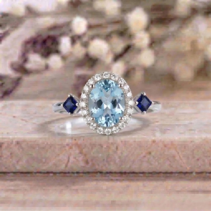 Aquamarin Safir Pırlanta Özel Tasarım Yüzük