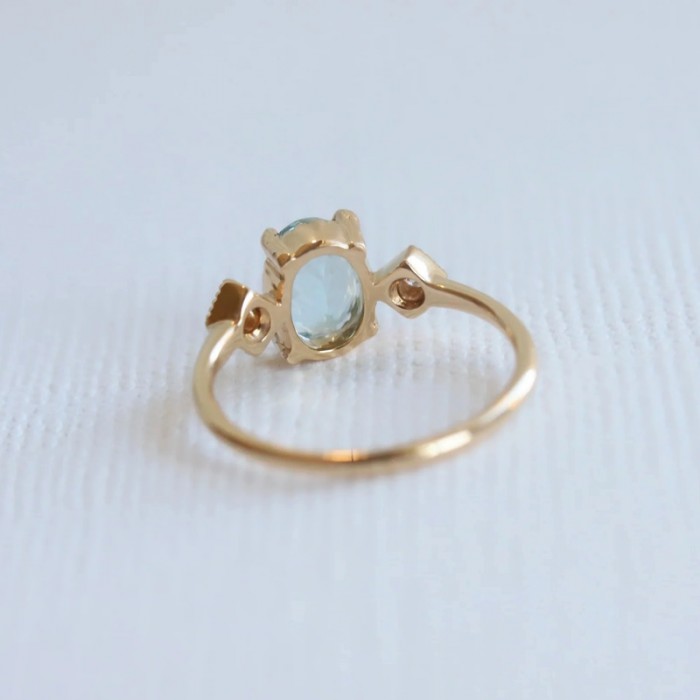 Oval Aquamarine & Diamond Engagement Ring SS0332