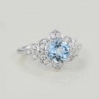 Aquamarine & Diamond Leaf Floral Ring SS0328