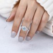 Aquamarine & Diamond Leaf Floral Ring SS0328