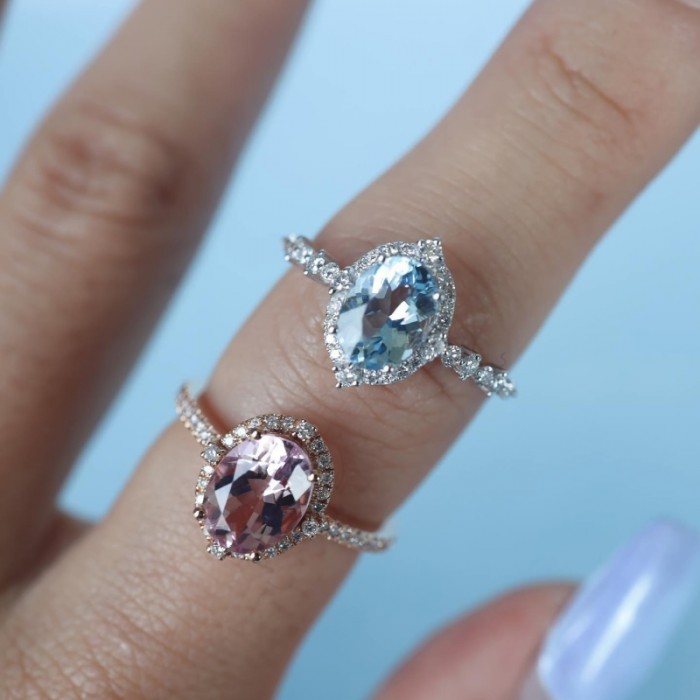 Natural Oval Aquamarine & Diamond Ring SS0246 Natural Oval Aquamarine & Diamond Ring SS0246