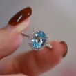 Aquamarine Ve Pırlanta Klasik Halo Yüzük SS0310