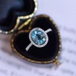 Aquamarine Ve Pırlanta Klasik Halo Yüzük SS0310
