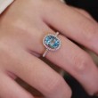 Aquamarine Ve Pırlanta Klasik Halo Yüzük SS0310