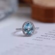 Aquamarine Ve Pırlanta Klasik Halo Yüzük SS0310