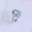Aquamarine Ve Pırlanta Klasik Halo Yüzük SS0310