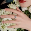 Oval Aquamarin Ve Pırlanta Vintage Yüzük SS0107