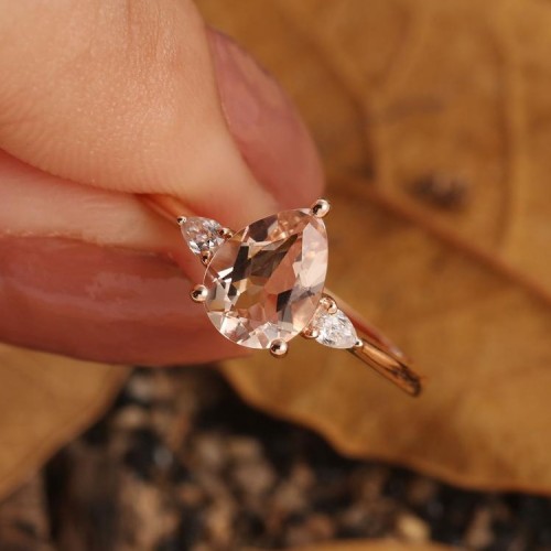 Pear Morganite & Pear Diamond Ring SS0111