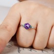 Hexagon Amethyst & Emerald Tourmaline Ring 