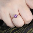 Hexagon Amethyst & Diamond Ivy Leaf Ring 