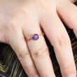 Hexagon Amethyst & Diamond Ivy Leaf Ring 