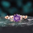 Hexagon Amethyst & Diamond Ivy Leaf Ring 