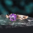 Hexagon Amethyst & Diamond Ivy Leaf Ring 