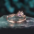 Hexagon Amethyst & Diamond Ivy Leaf Ring 