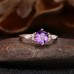Hexagon Purple Amethyst & Marquise Diamond Ring SS0389