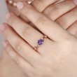 Hexagon Cut Amethyst & Diamond Ivy Leaf Ring 