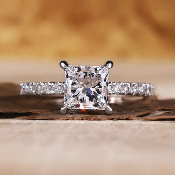 Square White Morganite & Diamond Ring SS0174