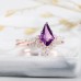 Kite Cut Amethyst & Diamond 2PCS Wedding Rings 