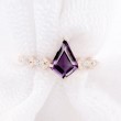 Kite Amethyst & Diamond Leaf Design Ring 