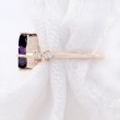 Kite Amethyst & Diamond Leaf Design Ring 