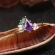 Kite Amethyst Emerald & Diamond Asymmetric Ring 