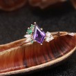 Kite Amethyst Emerald & Diamond Asymmetric Ring 