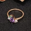 Kite Amethyst Emerald & Diamond Asymmetric Ring 