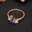 Kite Amethyst Emerald & Diamond Asymmetric Ring 