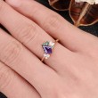 Kite Amethyst Emerald & Diamond Asymmetric Ring 