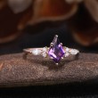 Kite Cut Amethyst & Diamond Proposal Ring 