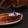 Kite Cut Amethyst & Diamond Proposal Ring 