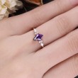 Kite Cut Amethyst & Diamond Proposal Ring 