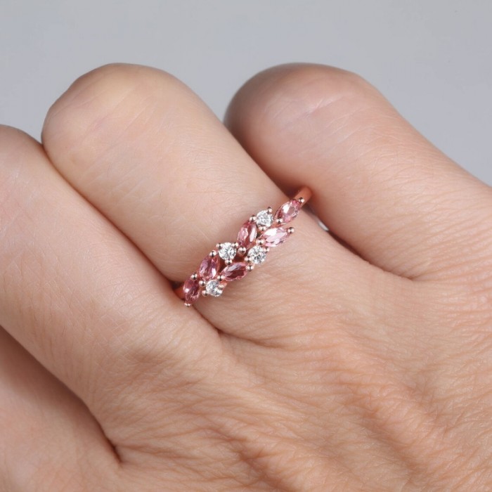 Marquise Tourmaline & Diamond Design Ring SS0198