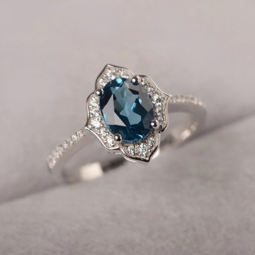 London Blue Topaz & Diamond Ring SS0063