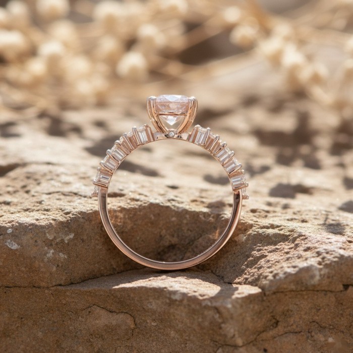 Pembe Morganit Ve Pırlanta Asmetrik Yüzük SS0314