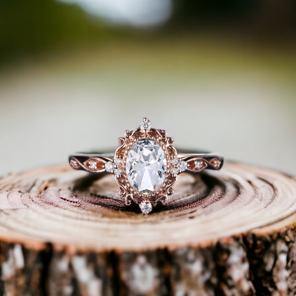 White Morganite & Diamond Vintage Ring SS0229