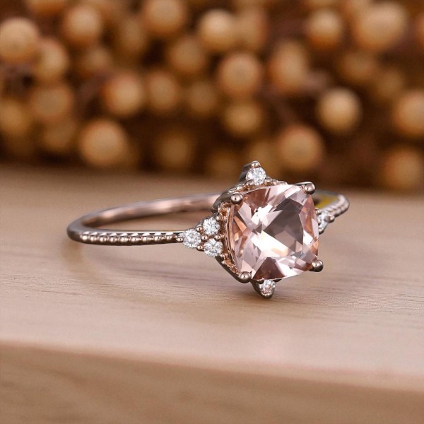 Cushion Pink Morganite & Diamond Ring Cushion Pink Morganite & Diamond Ring