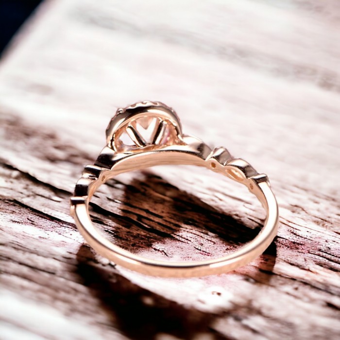 Morganit Ve Pırlantalı Vintage Tasarım Yüzük 