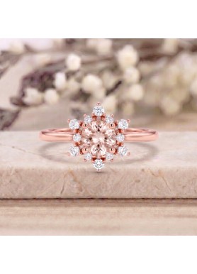 Snow Flake Morganite & Diamond Rose Gold Ring SS0092