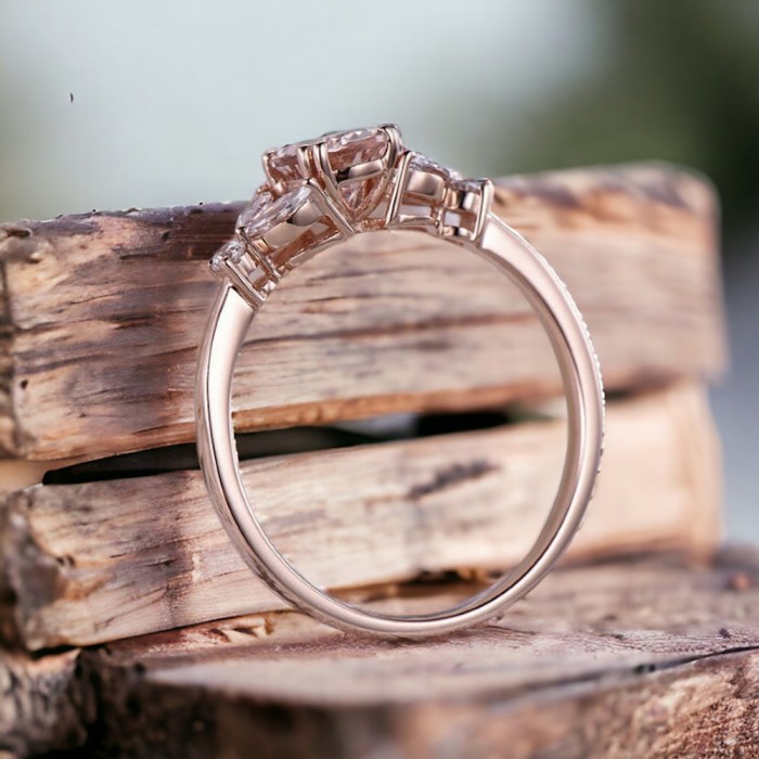 Morganite & Marquise Diamond Engagement Ring SS0026