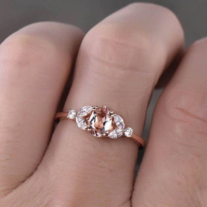 Morganite & Marquise Diamond Engagement Ring SS0026