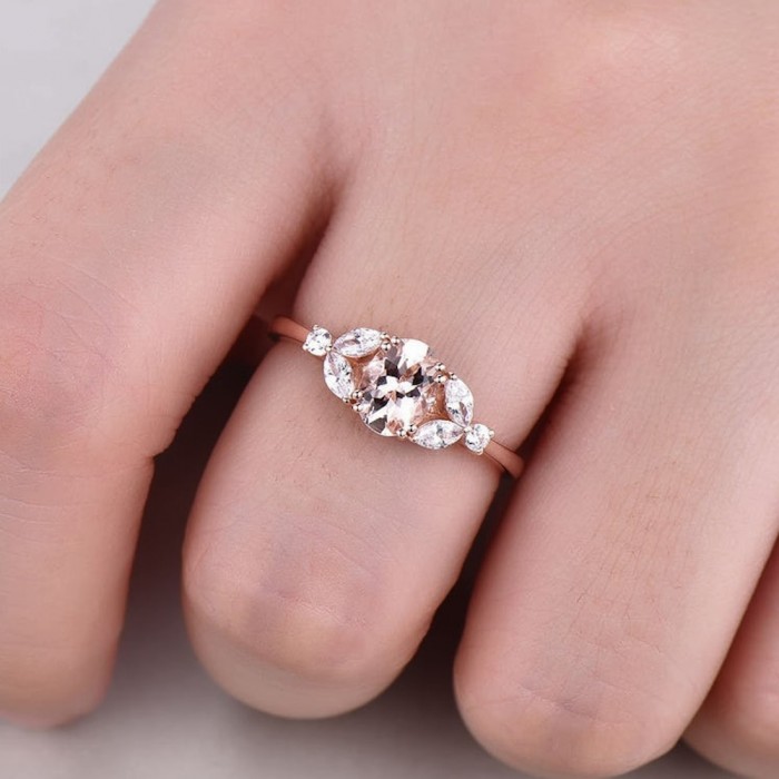 Morganite & Marquise Diamond Engagement Ring SS0026