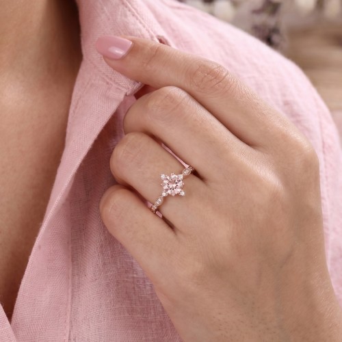 Morganite And Diamonds Vintage Engagement Ring SS0002