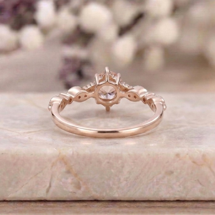 Morganit Ve Pırlanta Vintage Tektaş Yüzük 