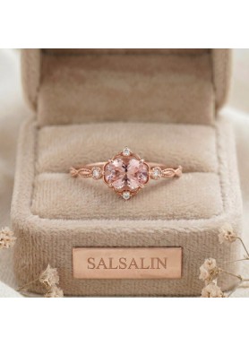 Pink Morganite & Diamond Vintage Ring SS0241