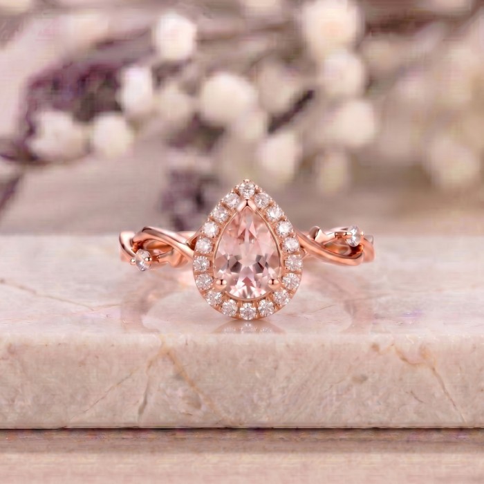 Su Damlası Morganit Pırlanta Tasarım Yüzük