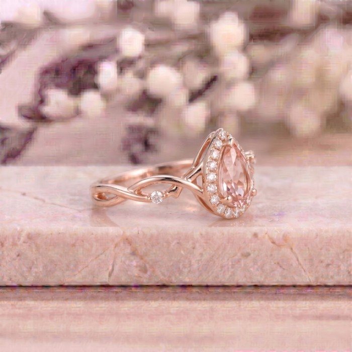 Su Damlası Morganit Pırlanta Tasarım Yüzük