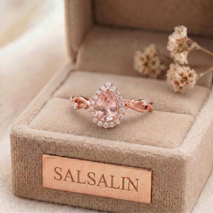 Su Damlası Morganit Pırlanta Tasarım Yüzük