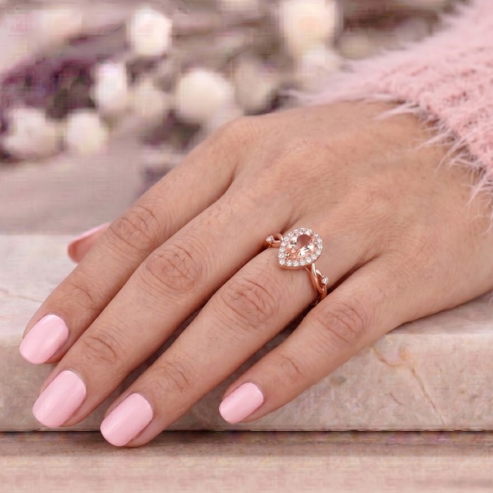 Su Damlası Morganit Pırlanta Tasarım Yüzük